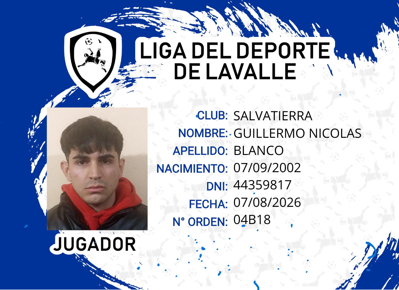 Foto carnet BLANCO, GUILLERMO NICOLAS