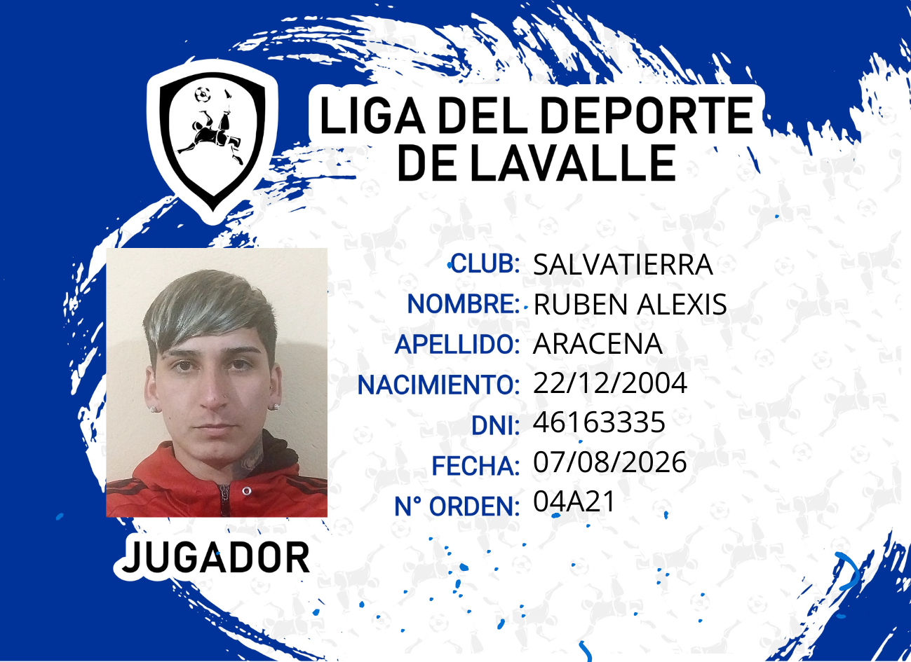 Foto carnet ARACENA, RUBEN ALEXIS