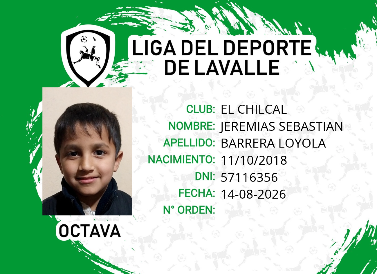 Foto carnet BARRERA LOYOLA, JEREMIAS SEBASTIAN