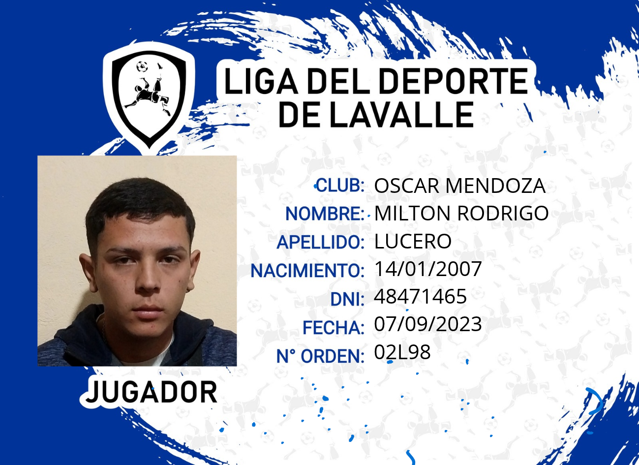 Foto carnet LUCERO, MILTON RODRIGO