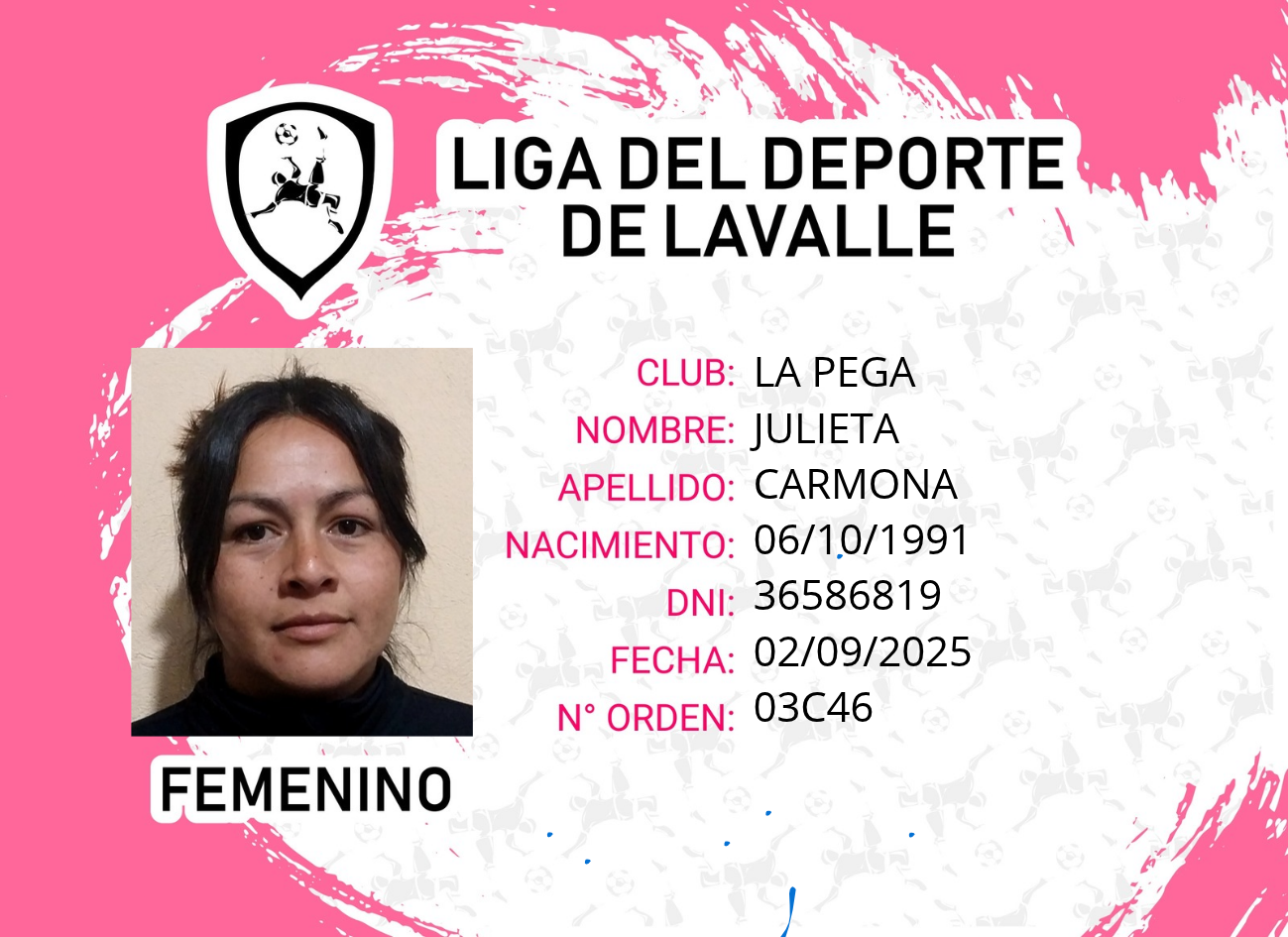 Foto carnet CARMONA, JULIETA