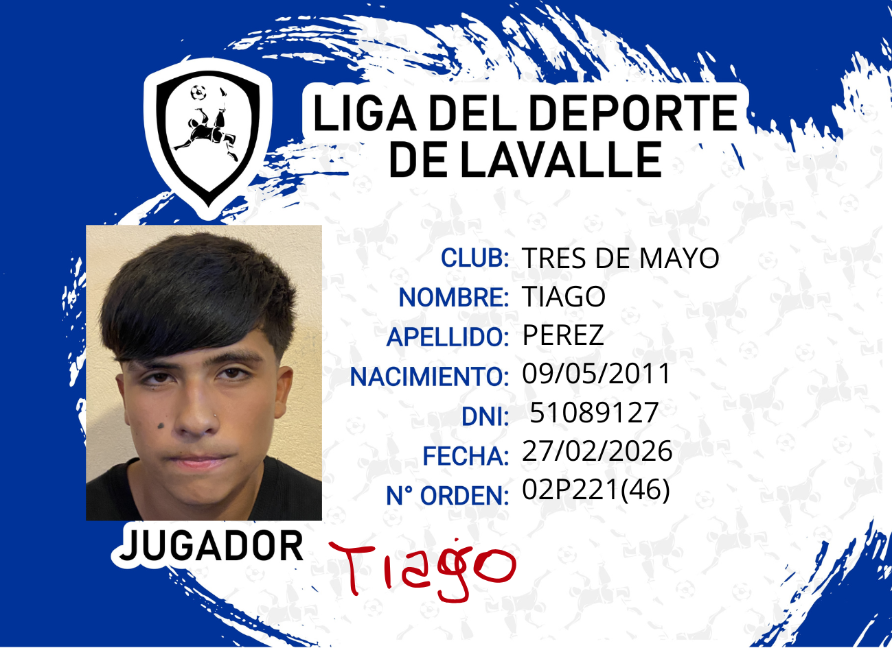 Foto carnet PÉREZ, TIAGO BENJAMÍN