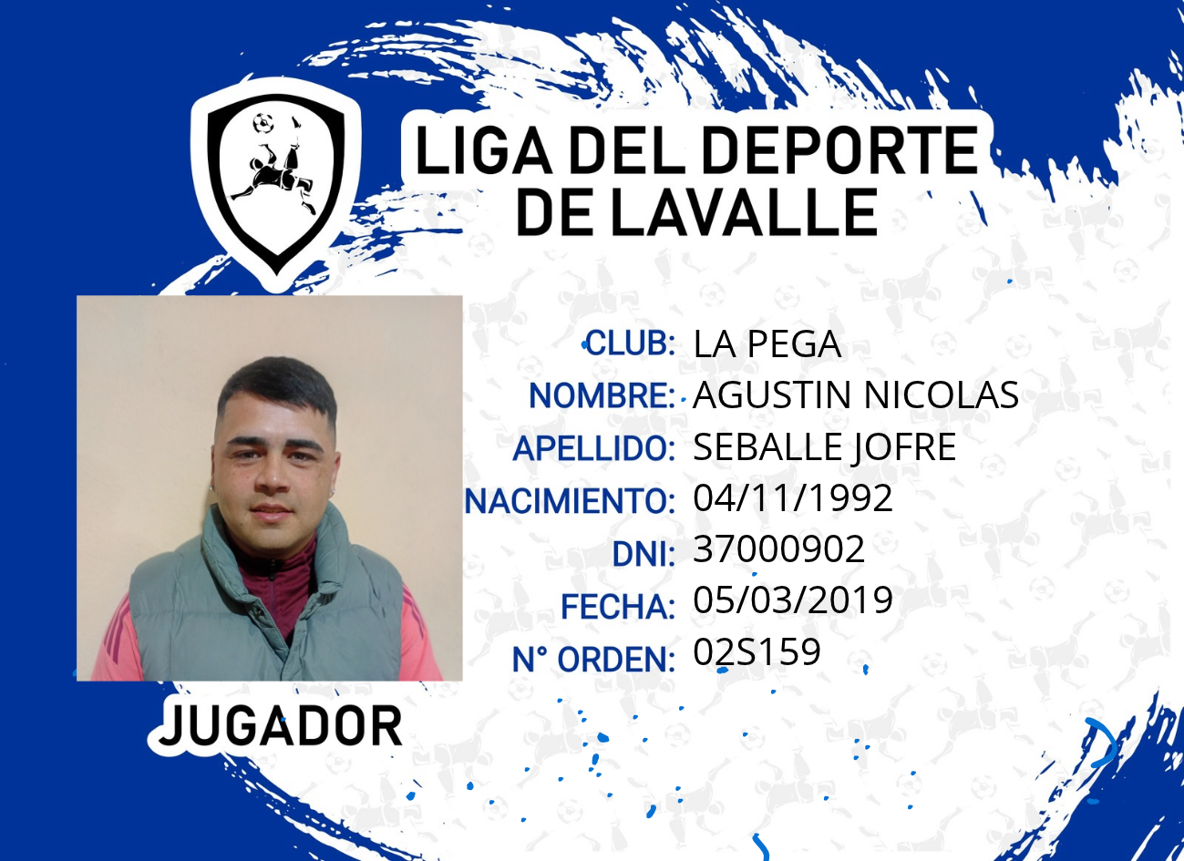 Foto carnet SEBALLE JOFRE, AGUSTIN NICOLAS
