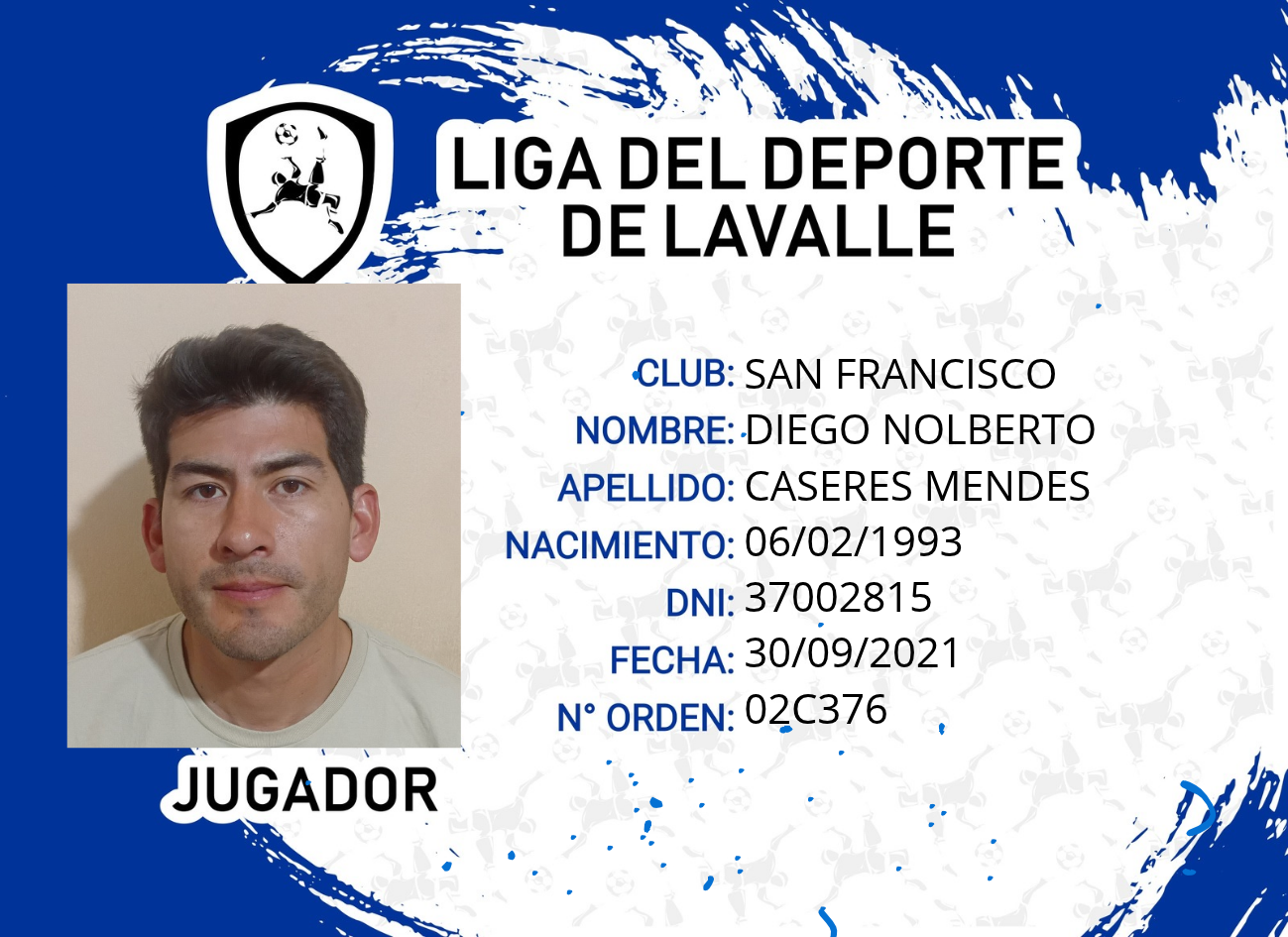 Foto carnet CASERES MENDEZ, DIEGO NOLBERTO