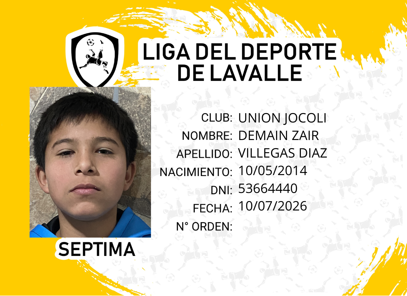 Foto carnet VILLEGAS, DEMIÁN ZAIR