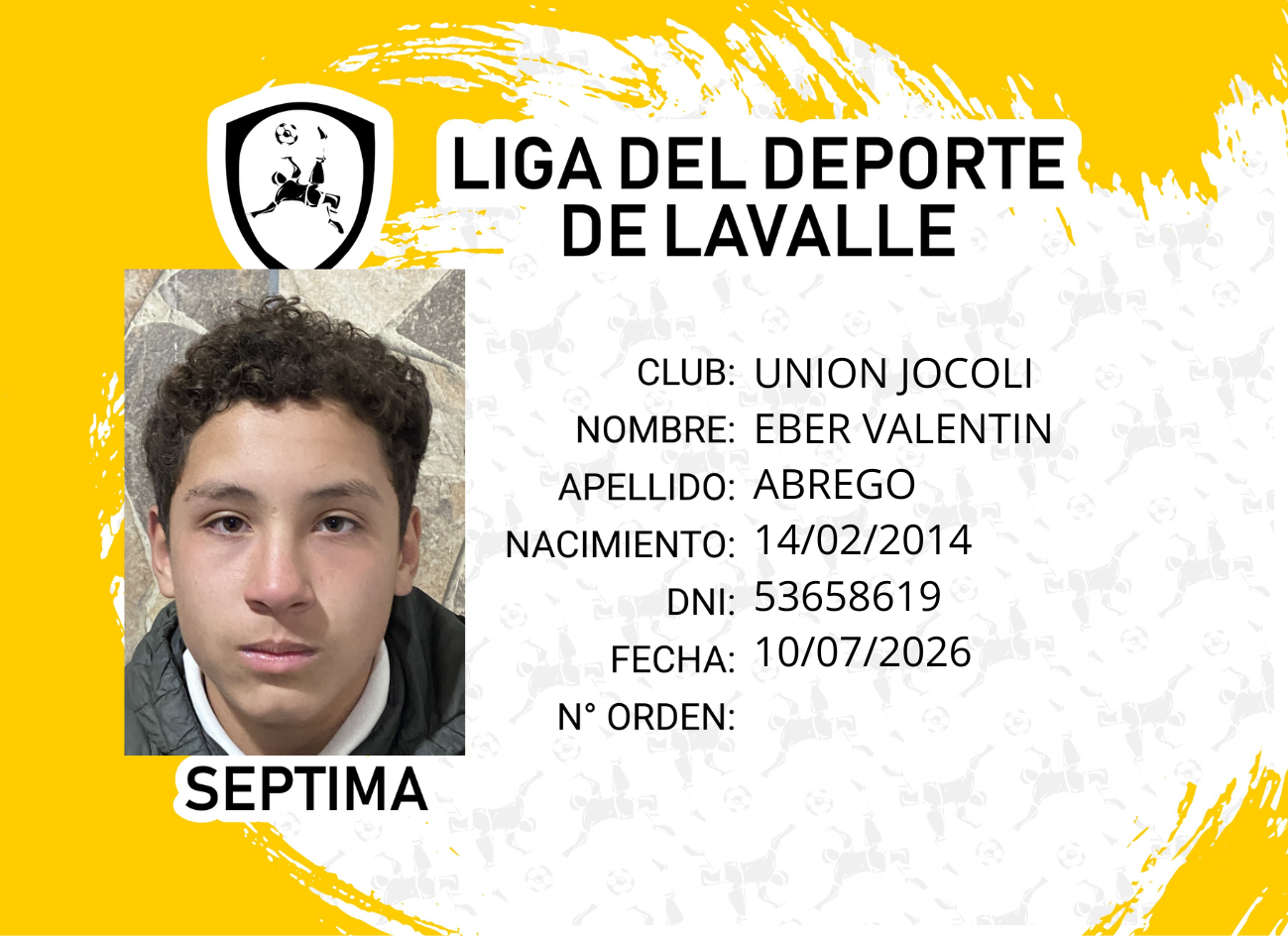 Foto carnet ABREGO, EBER VALENTÍN