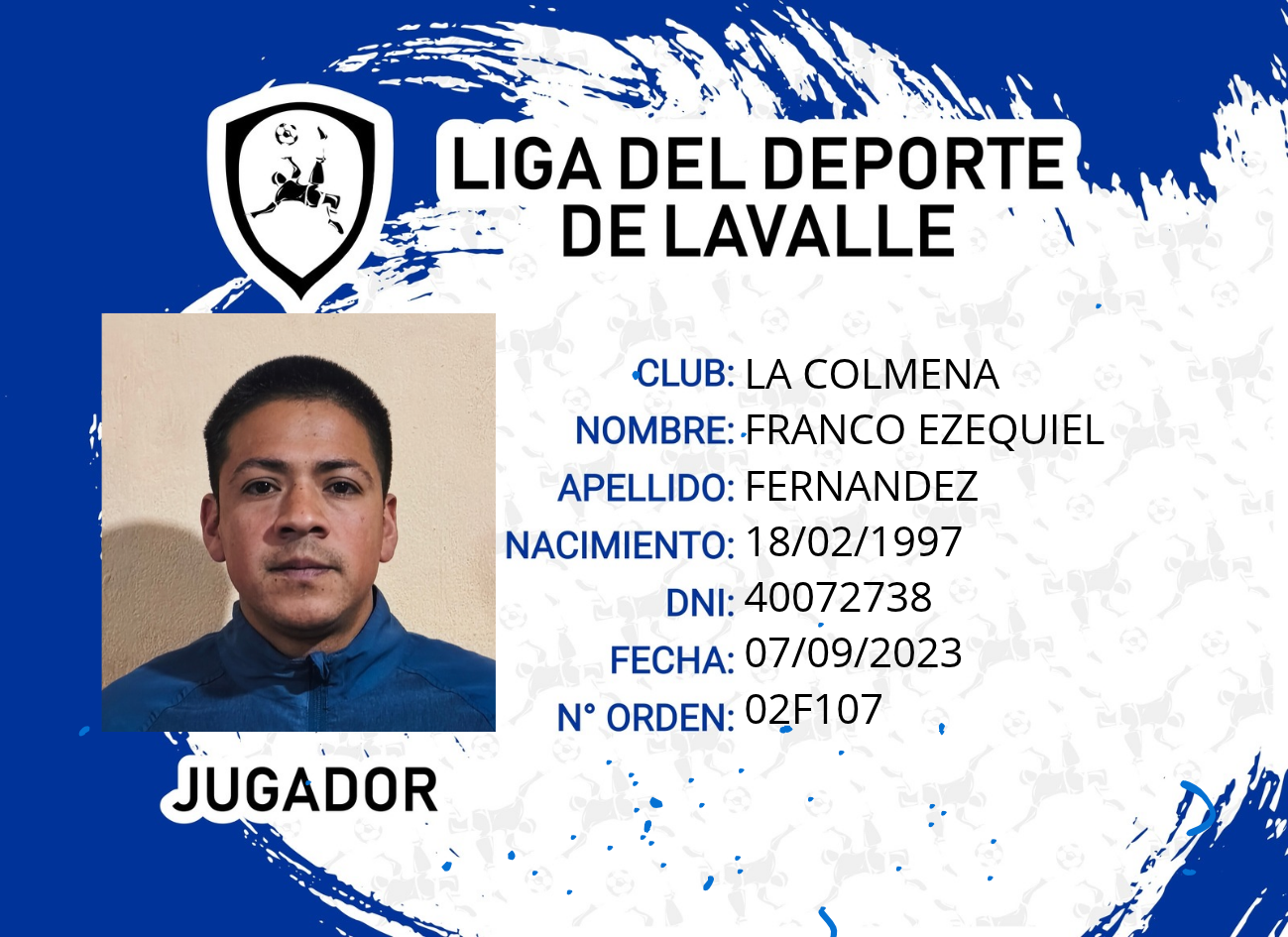 Foto carnet FERNANDEZ, FRANCO EZEQUIEL