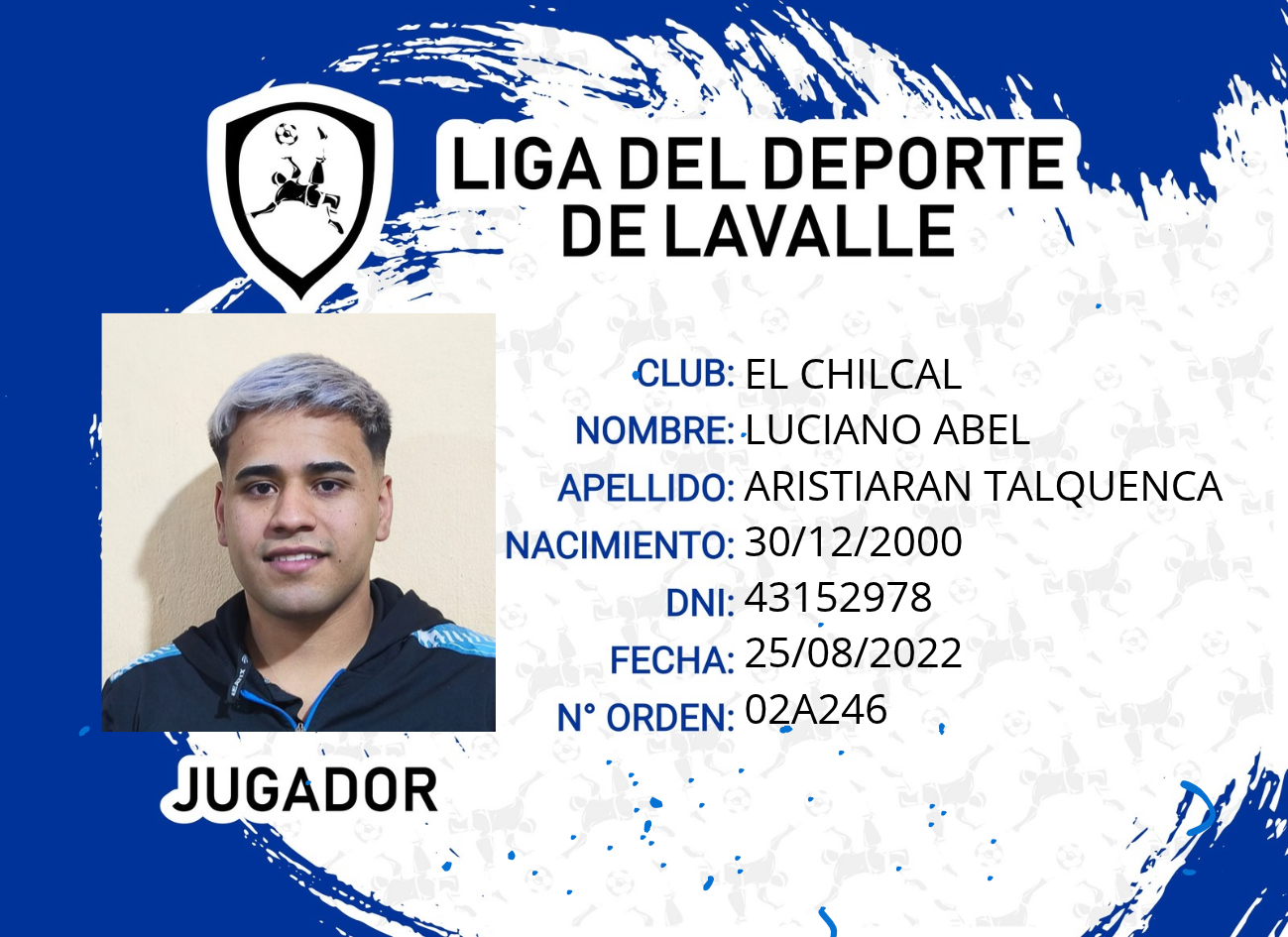Foto carnet ARISTIARAN TALQUENCA, LUCIANO ABEL