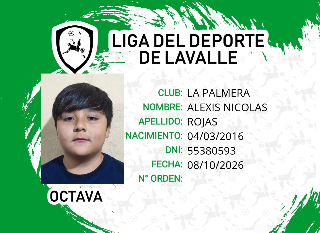 Foto carnet ROJAS, ALEXIS NICOLAS