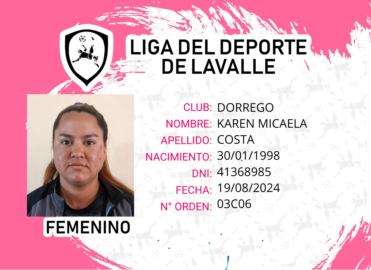 Foto carnet COSTA, KAREN MICAELA