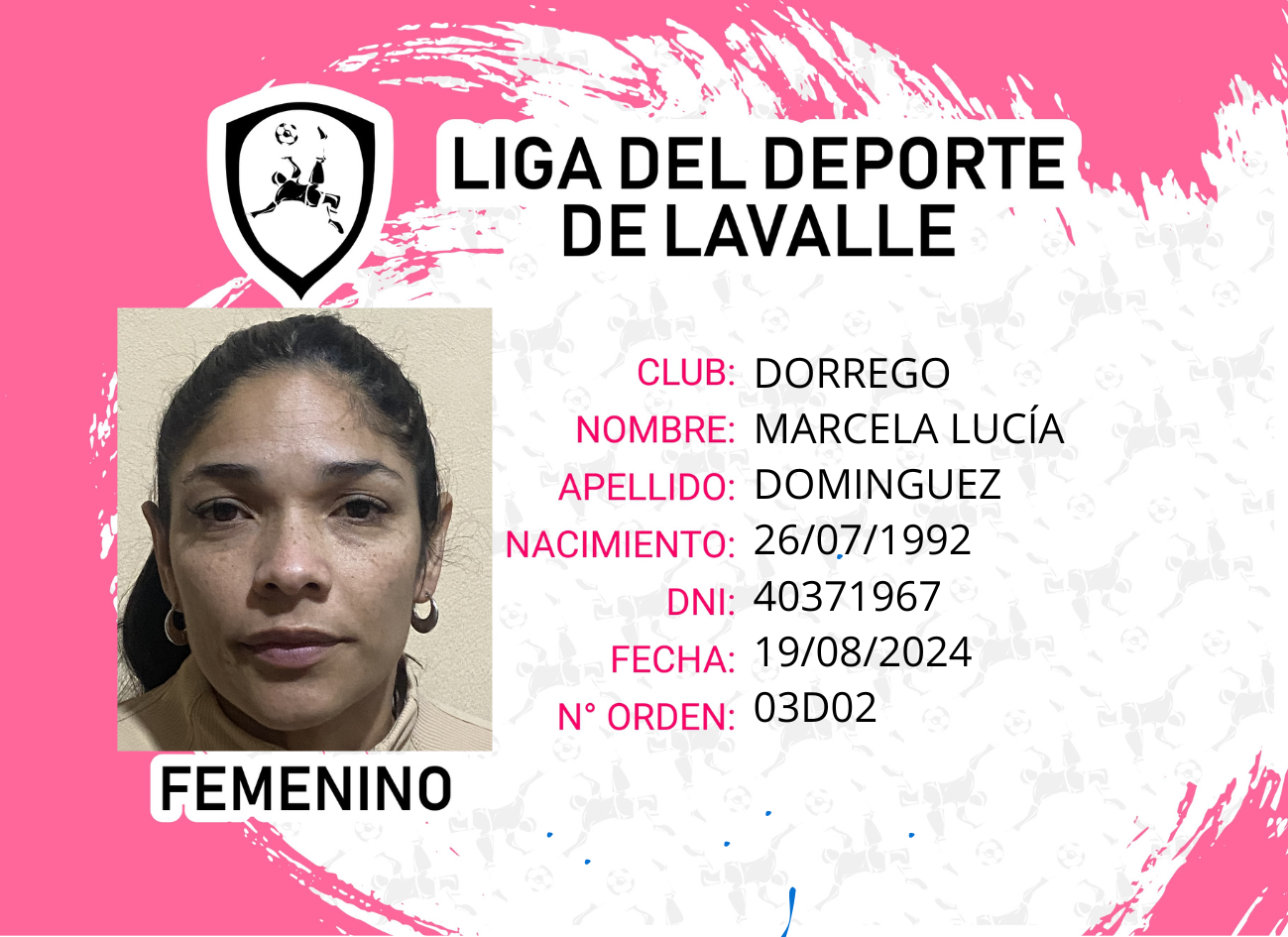 Foto carnet DOMINGUEZ, Marcela Lucia