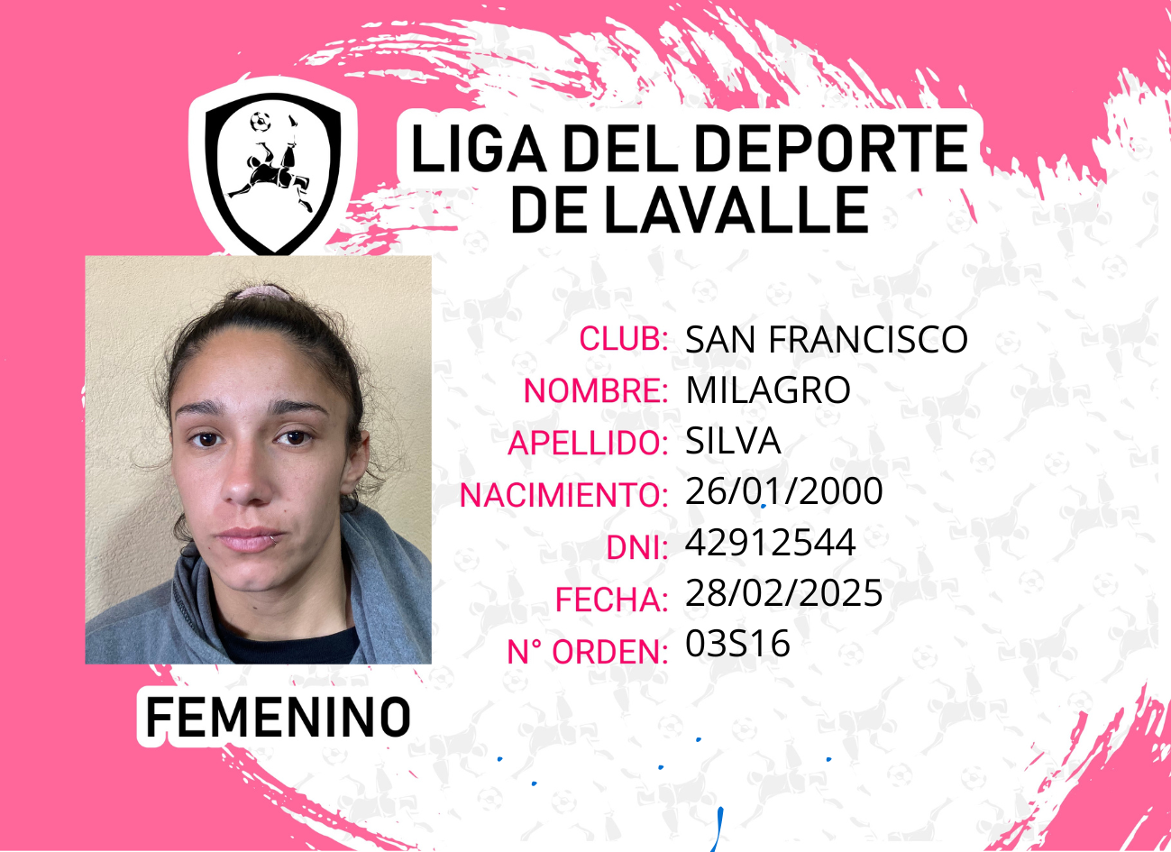 Foto carnet SILVA MILAGROS 