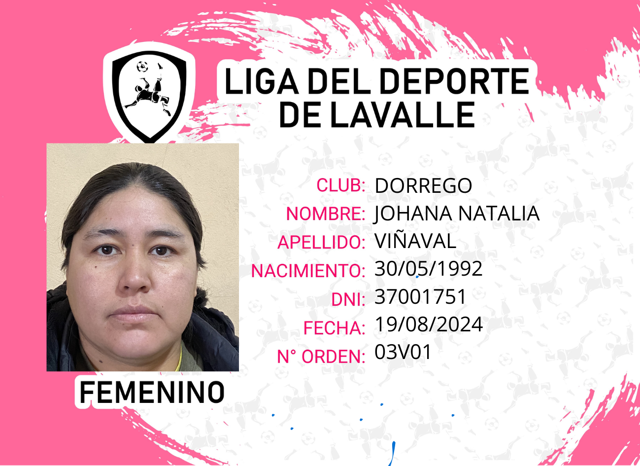 Foto carnet VIÑAVAL, Johana Natalia