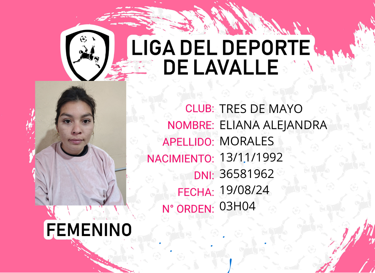 Foto carnet MORALES ELIANA ALEJANDRA