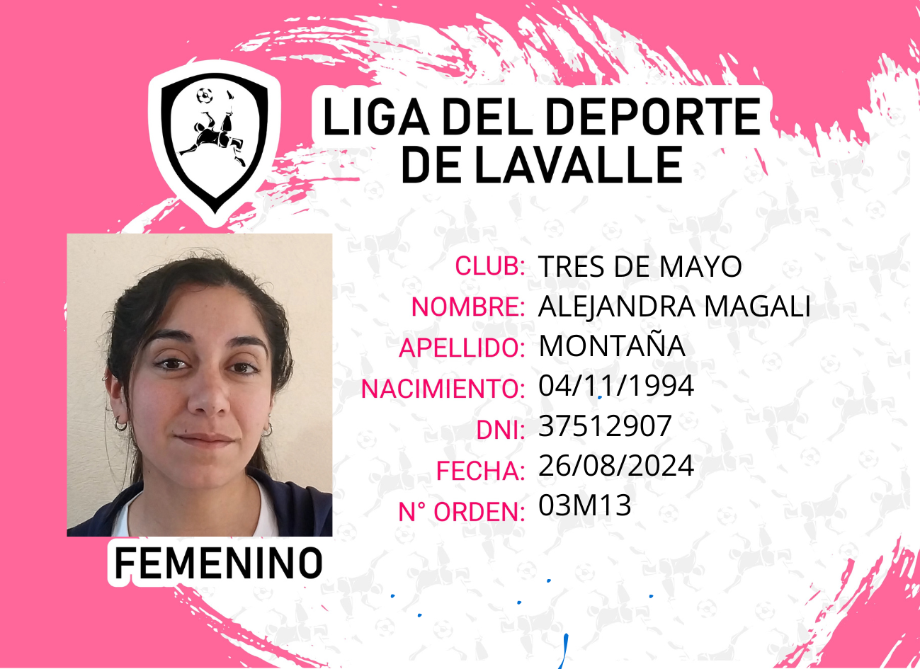 Foto carnet MONTAÑA ALEJANDRA MAGALI