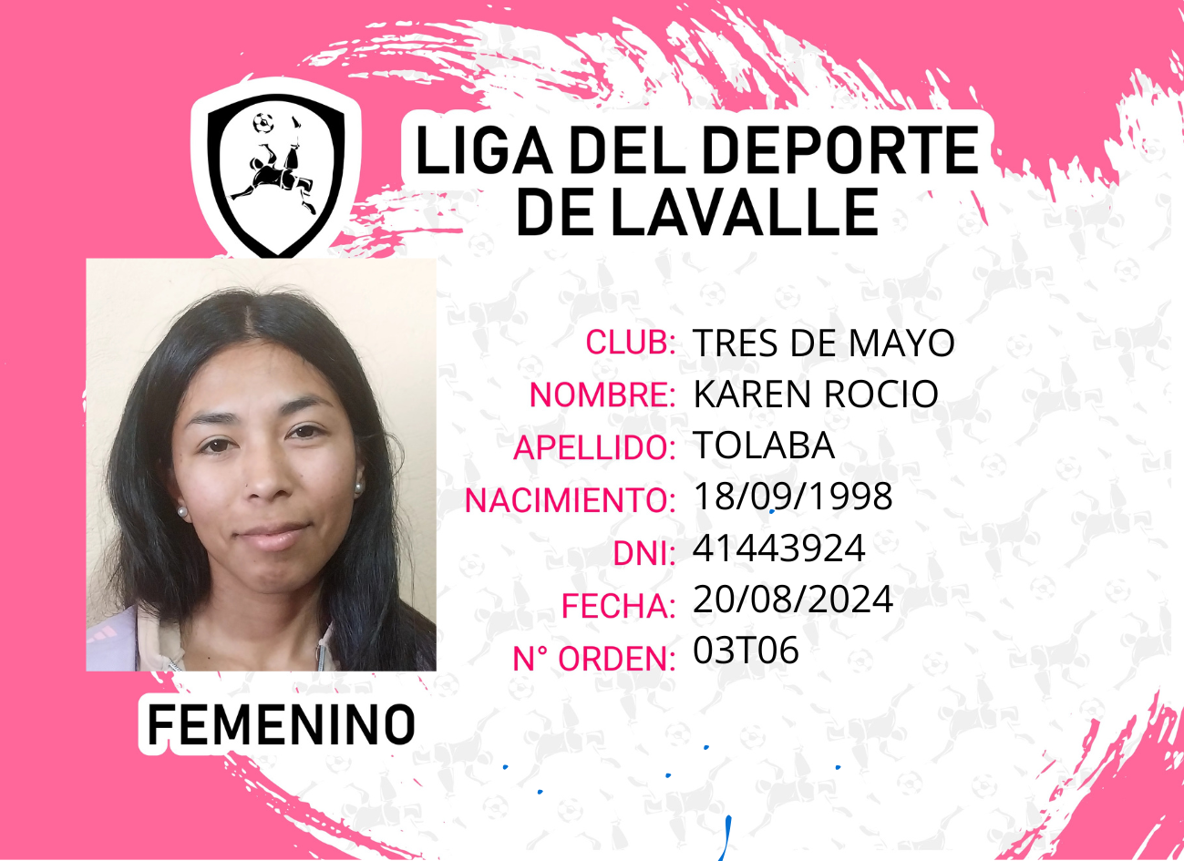 Foto carnet TOLABA KAREN ROCIO