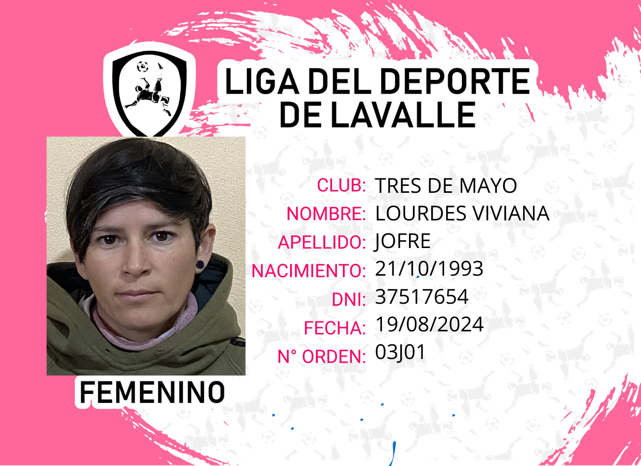 Foto carnet JOFRE LOURDES VIVIANA