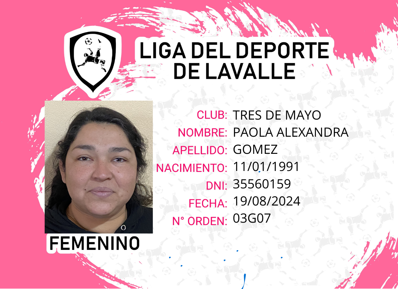 Foto carnet GOMEZ PAOLA ALEXANDRA