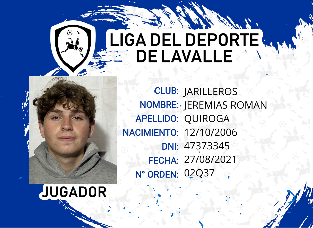 Foto carnet QUIROGA JEREMIAS ROMAN