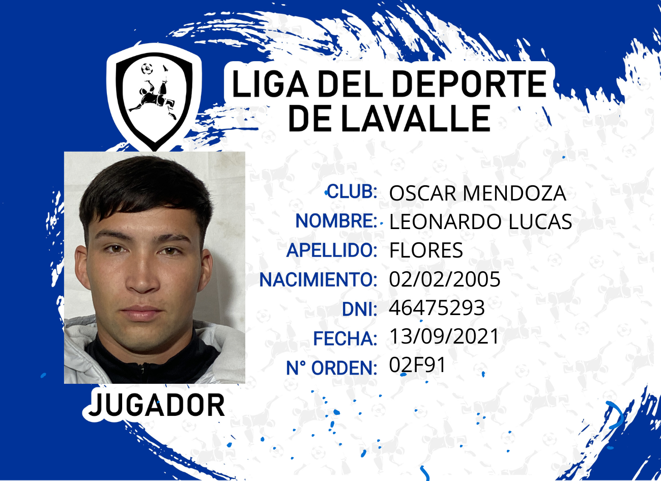 Foto carnet FLORES LEONARDO LUCAS