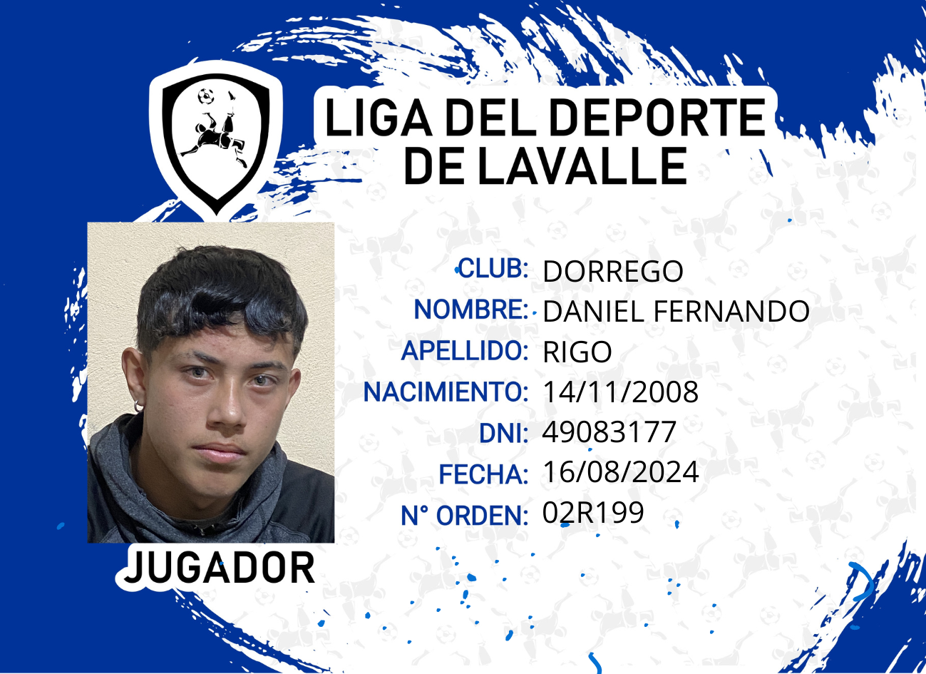 Foto carnet Rigo Daniel Fernando