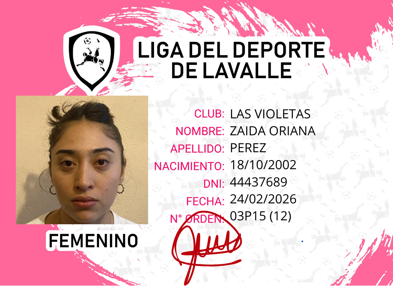 Foto carnet PEREZ ZAIDA ORINA 