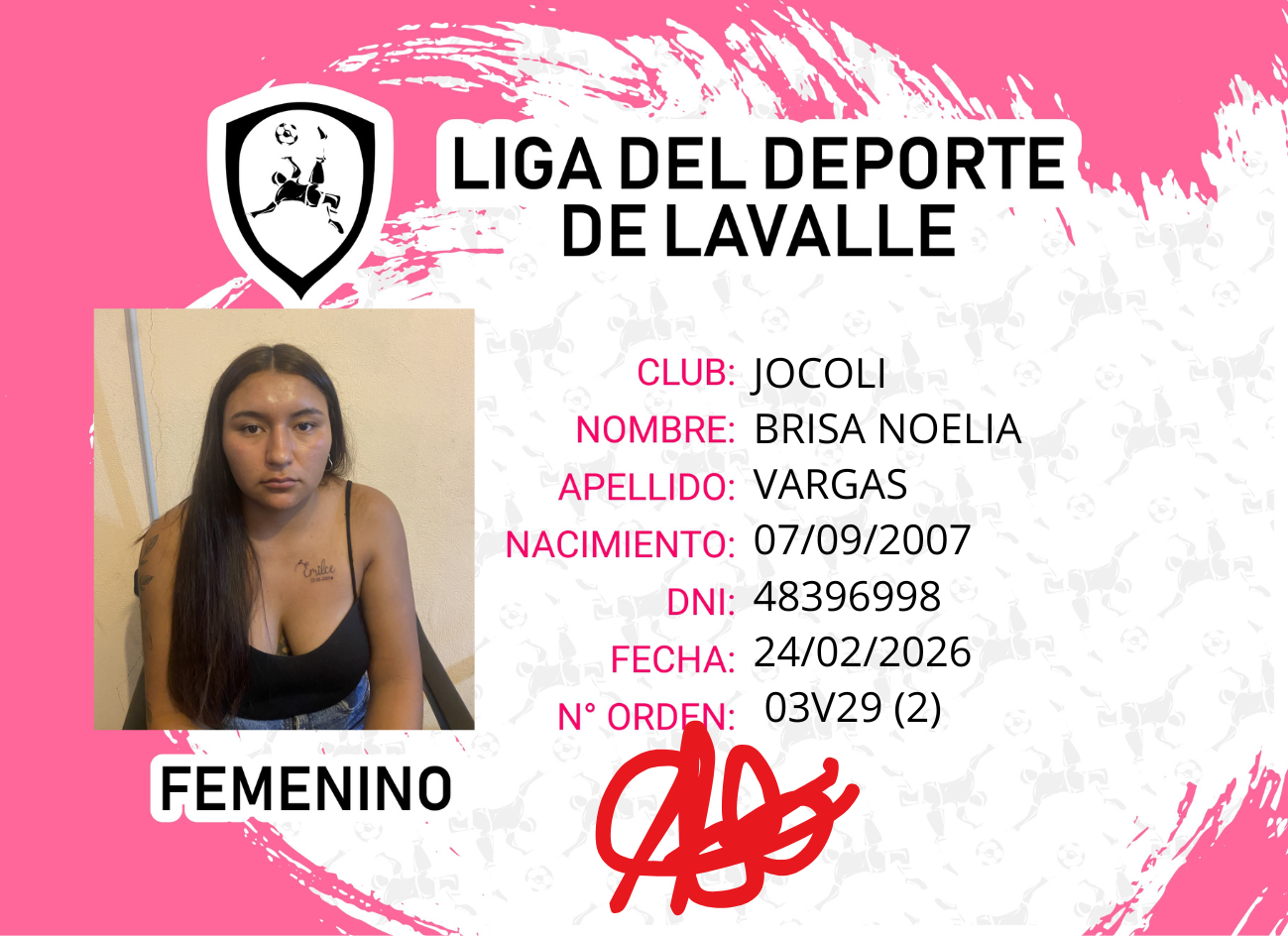Foto carnet VARGAS BRISA NOELIA