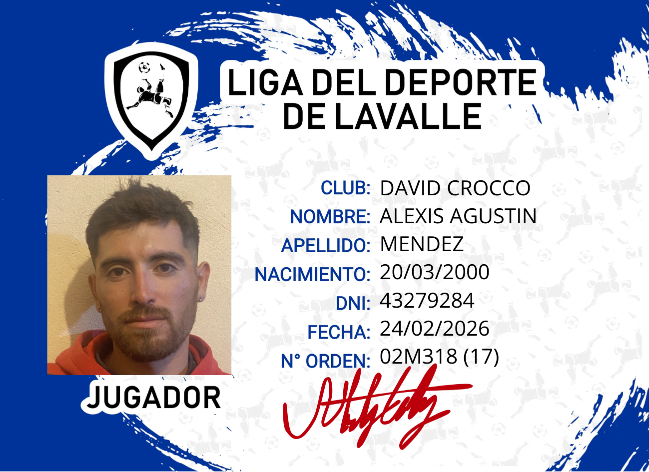 Foto carnet MENDEZ ALEXIS AGUATIN 