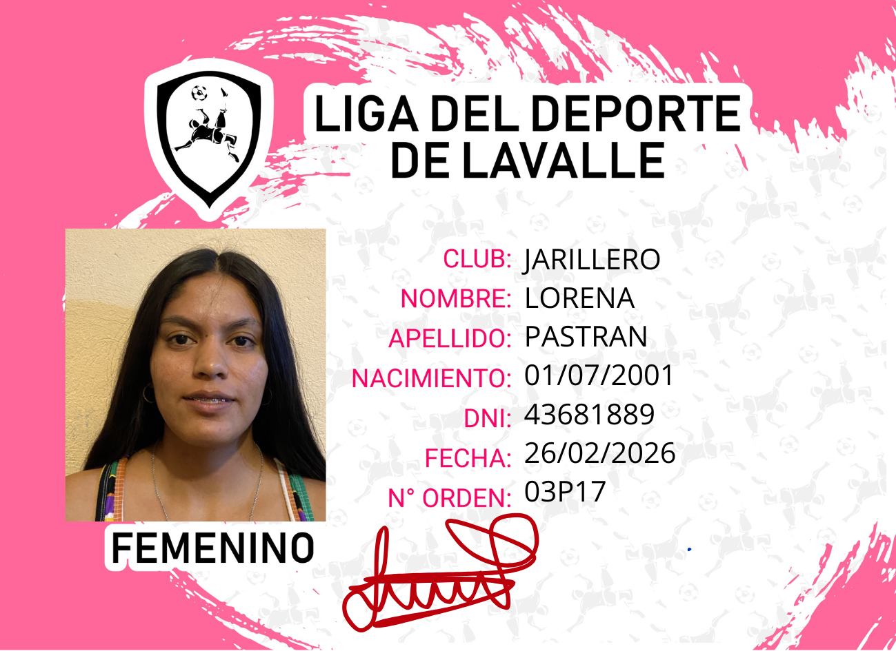 Foto carnet PASTRAN ,LORENA