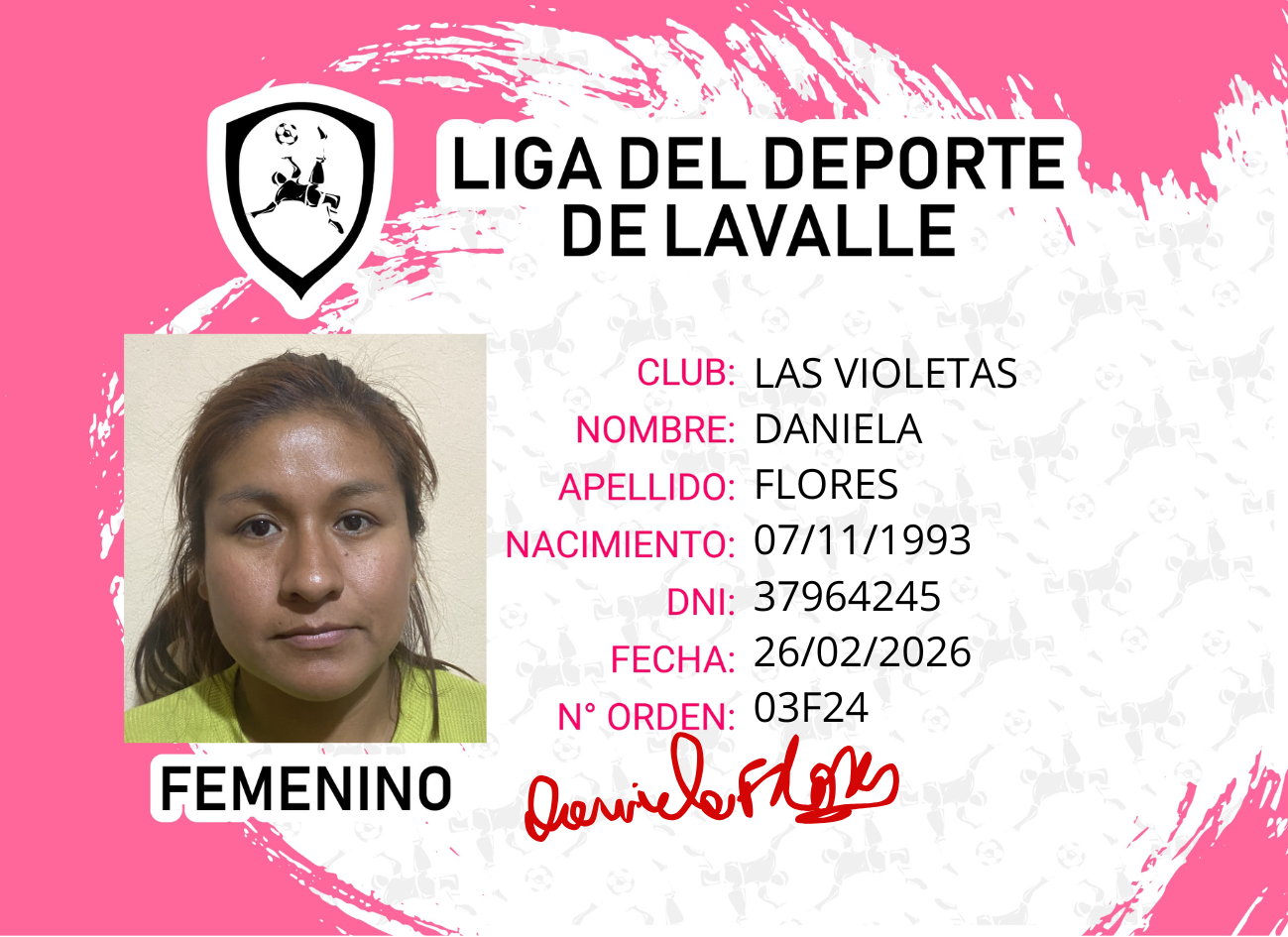 Foto carnet FLORES, DANIELA