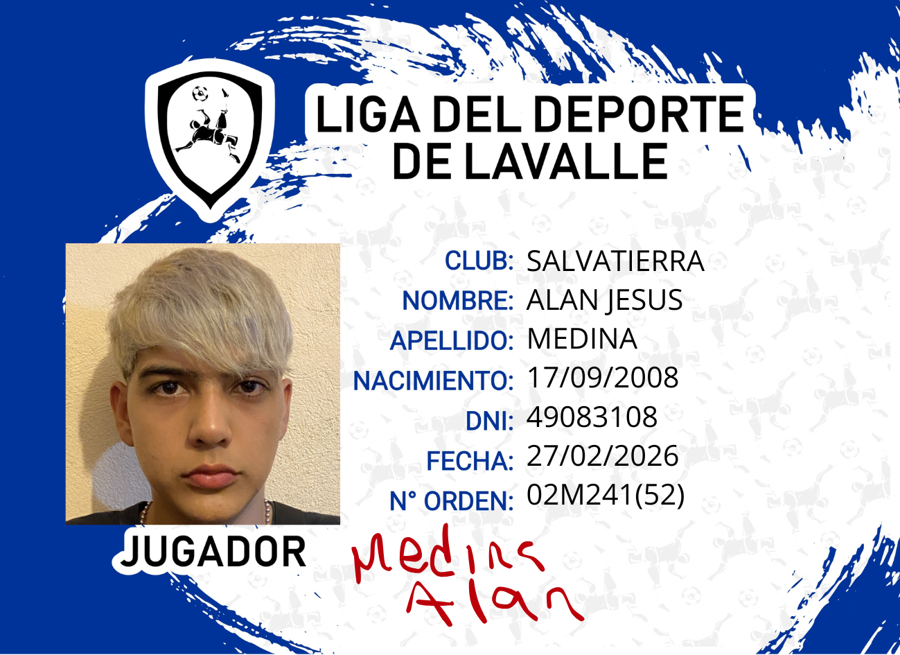 Foto carnet MEDINA ALAN JESUS