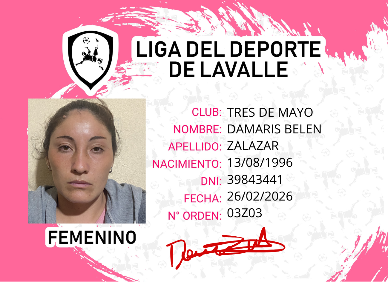 Foto carnet ZALAZAR, DAMARIS BELEN