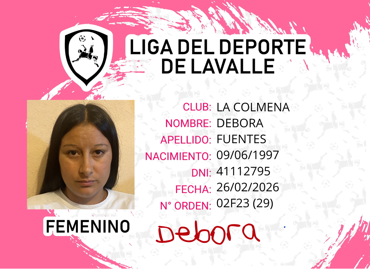 Foto carnet FUENTES DEBORA