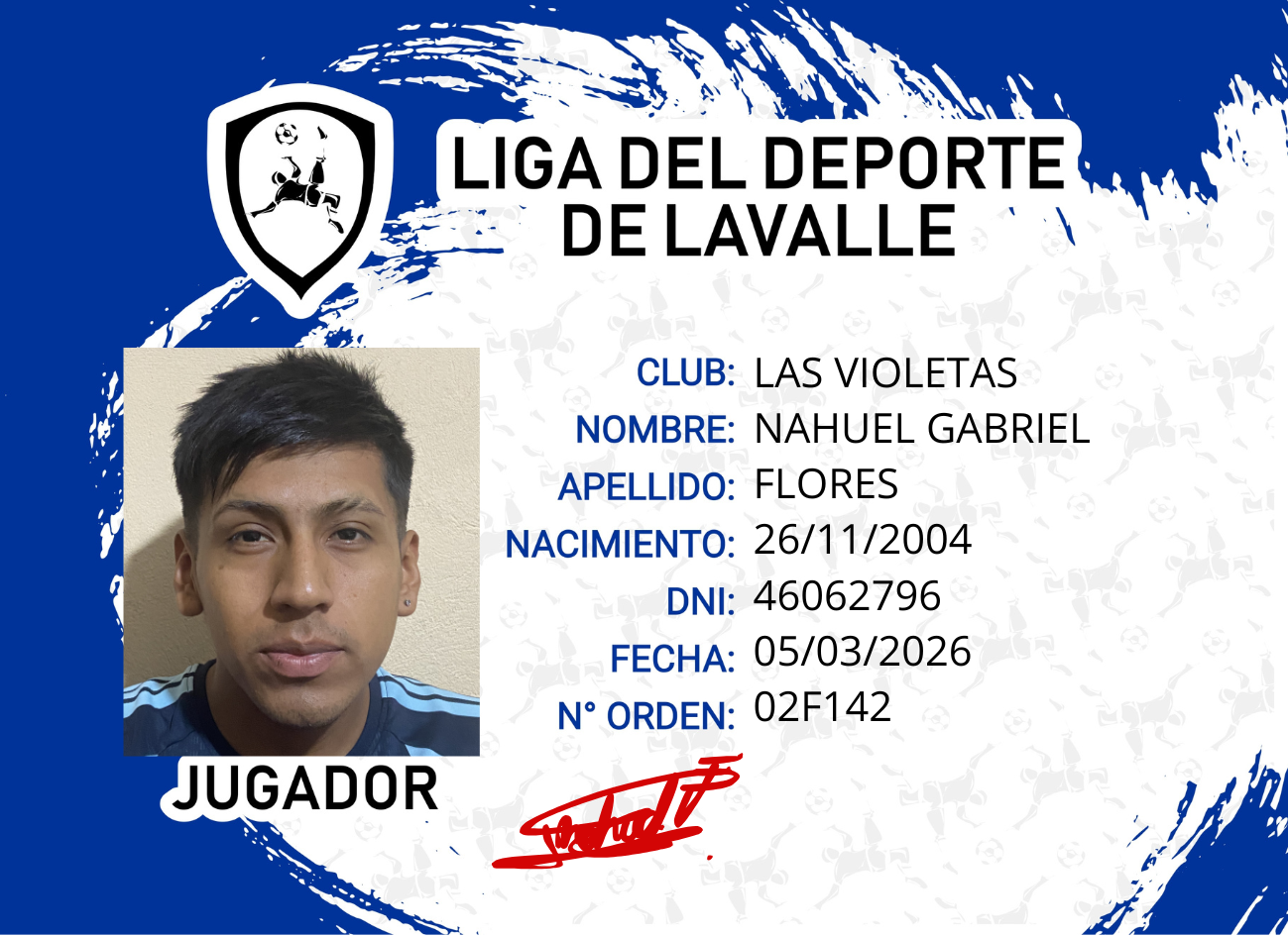 Foto carnet FLORES, NAHUEL GABRIEL