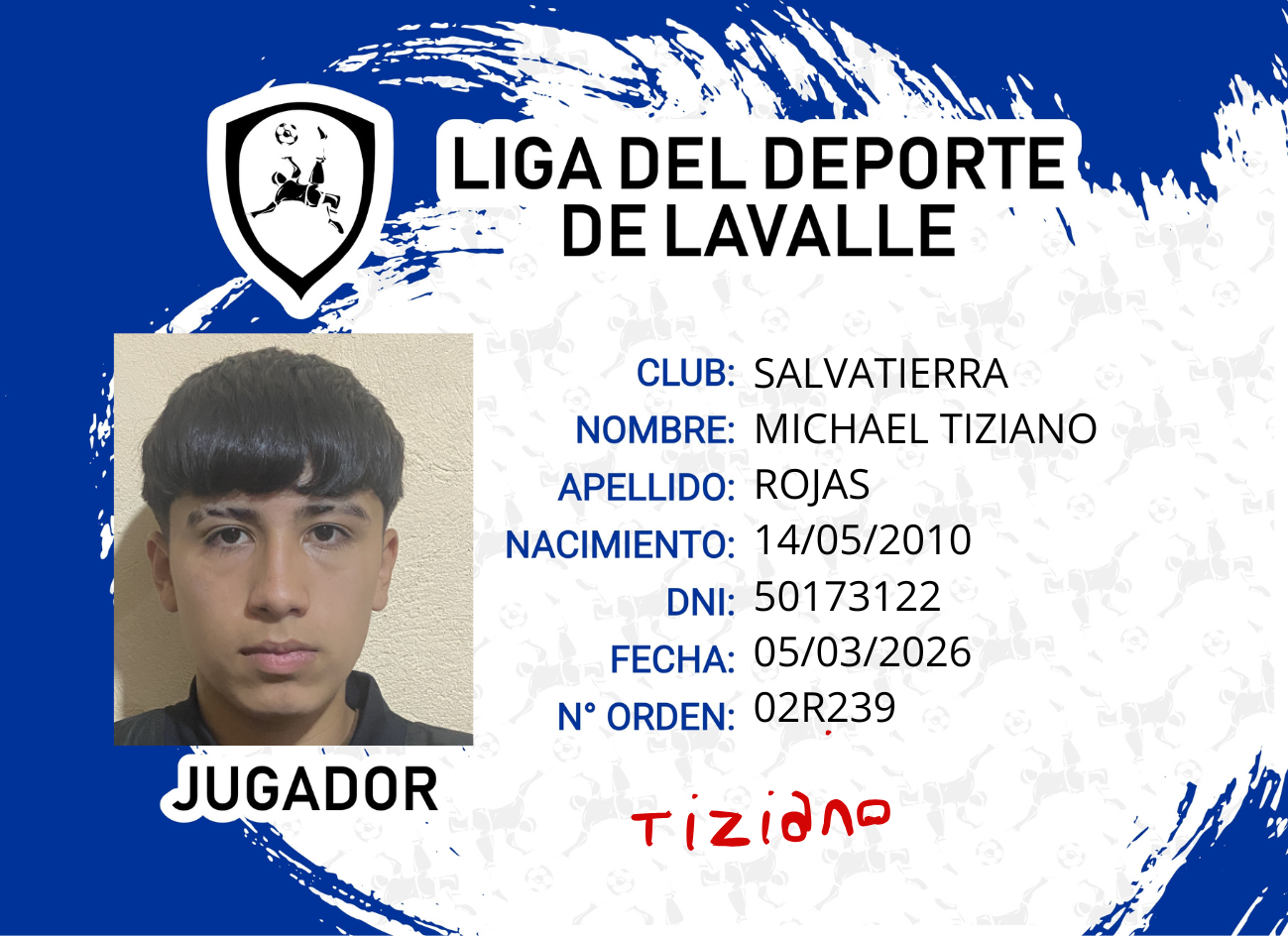 Foto carnet ROJAS, MICHAEL TIZIANO