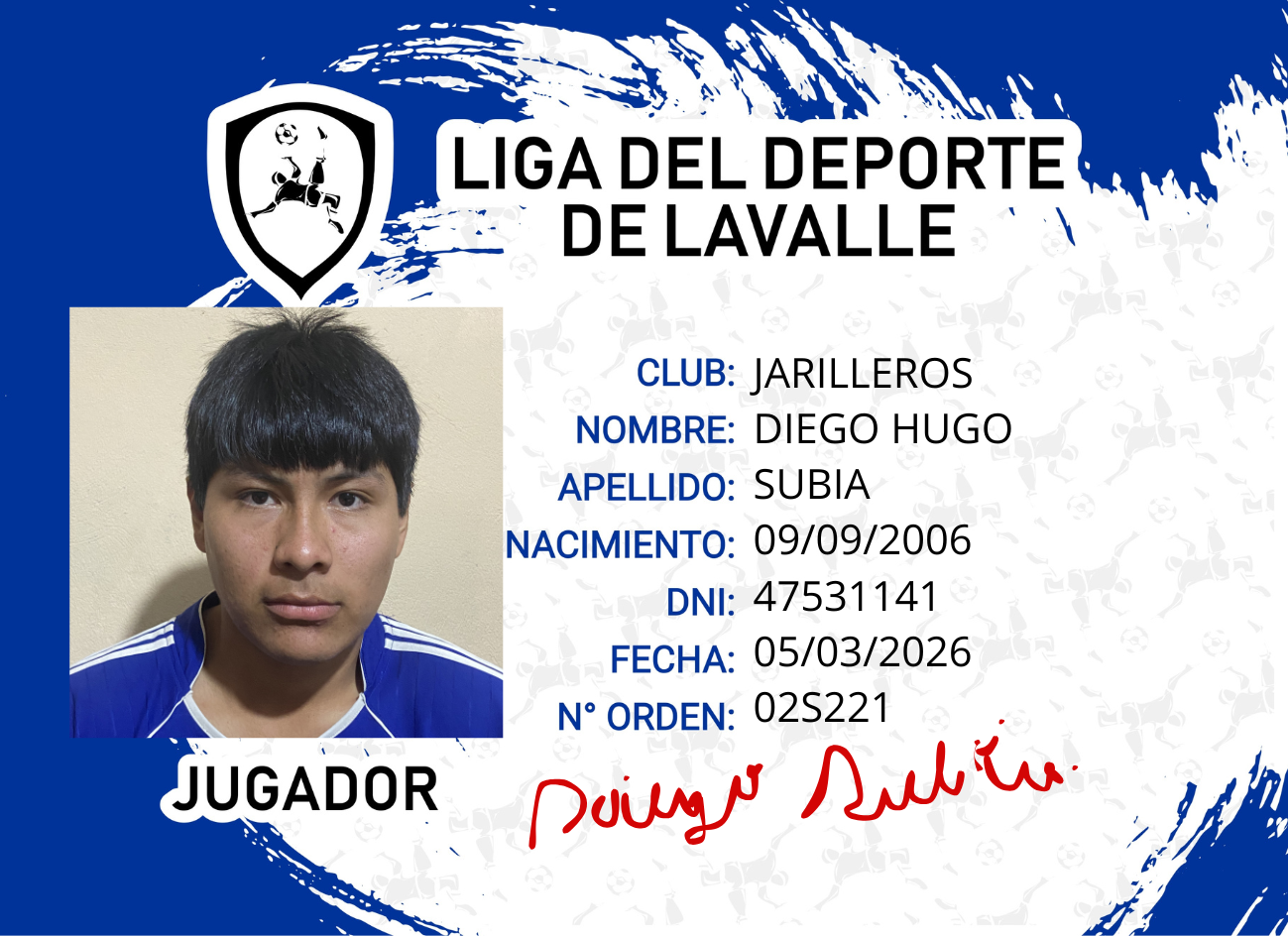 Foto carnet SUBIA, DIEGO HUGO