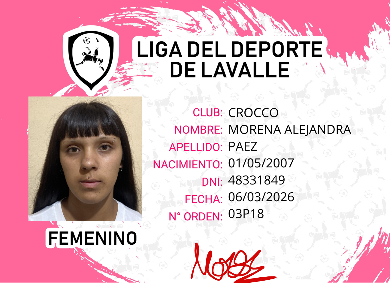 Foto carnet PAEZ MORENA ALEJANDRA