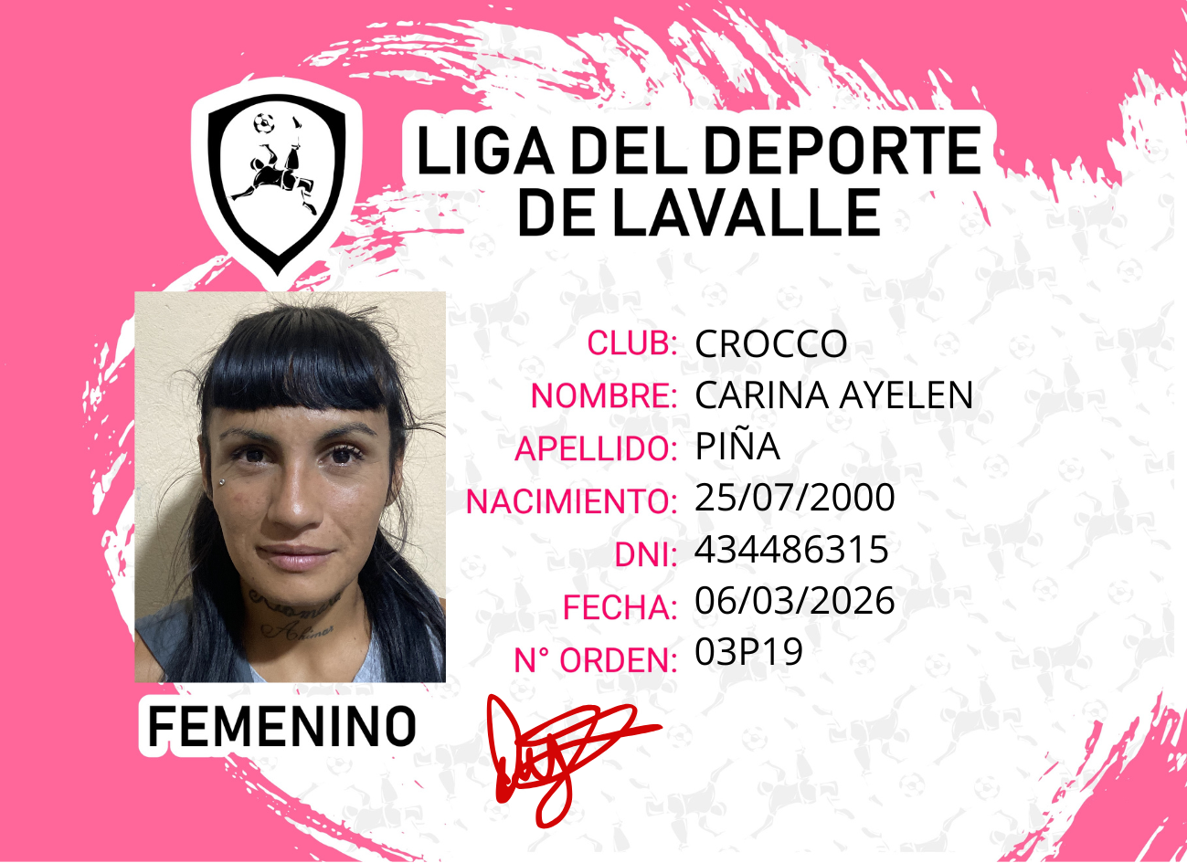 Foto carnet PIÑA CARINA AYELEN