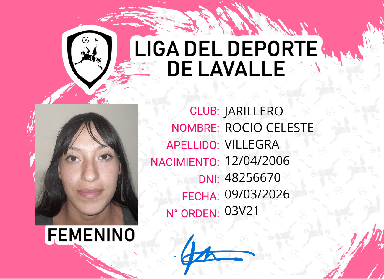 Foto carnet VILLAGRA, ROCÍO CELESTE