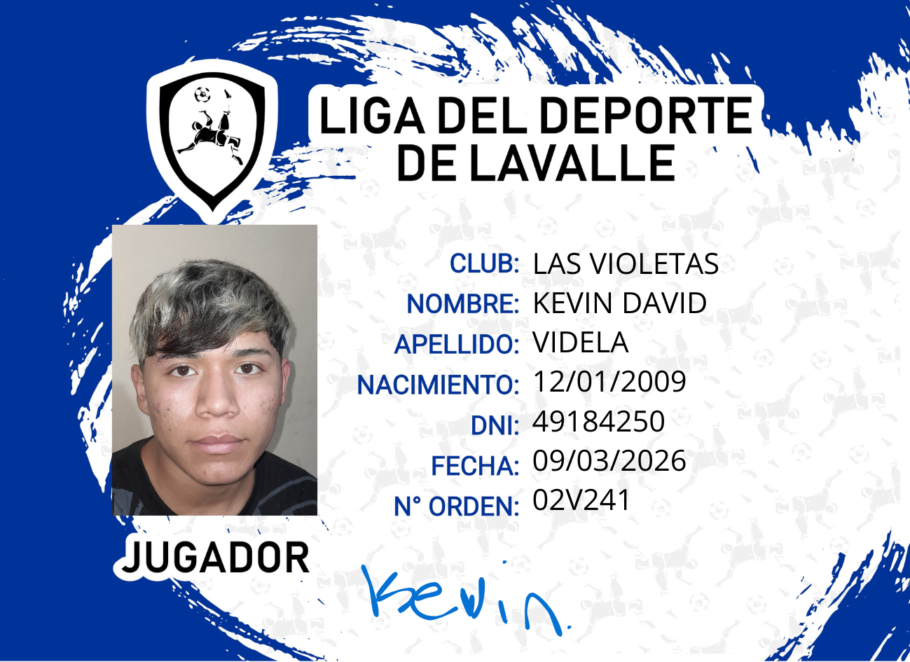 Foto carnet VIDELA, KEVIN DAVID