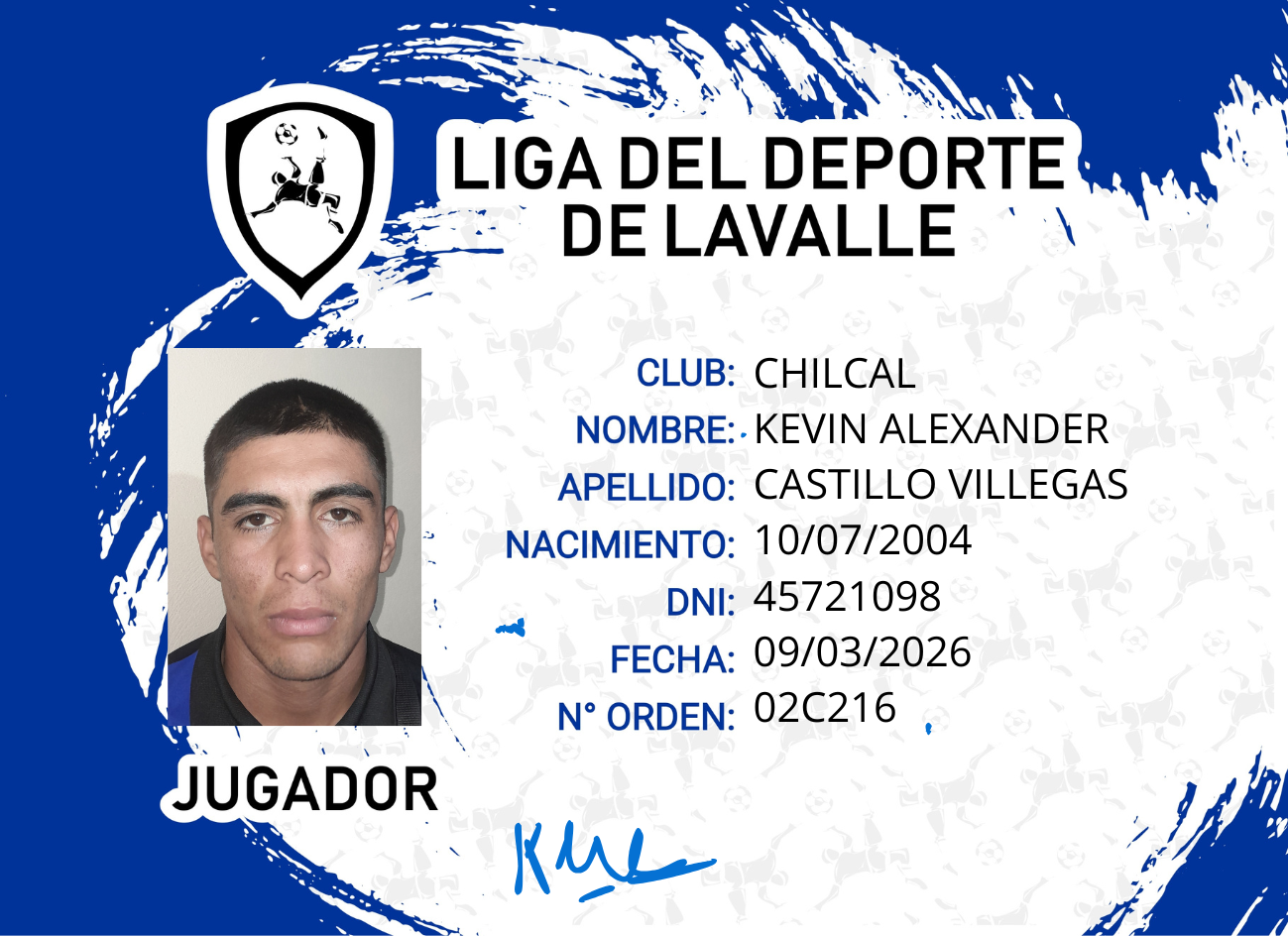Foto carnet CASTILLO VILLEGAS, KEVIN ALEXANDER
