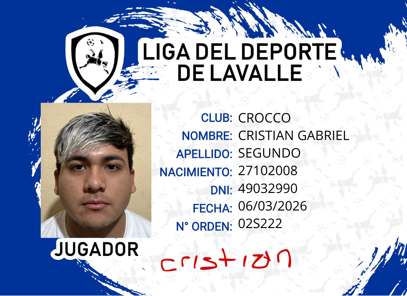 Foto carnet SEGUNDO CRISTIAN GABRIEL