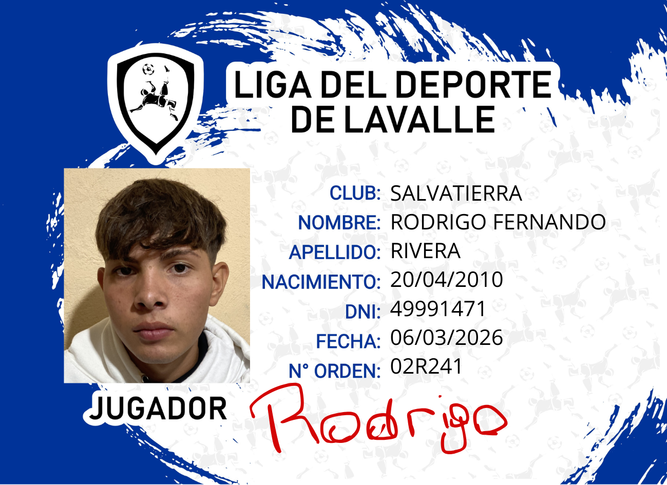 Foto carnet RIVERA RODRIGO FERNANDO