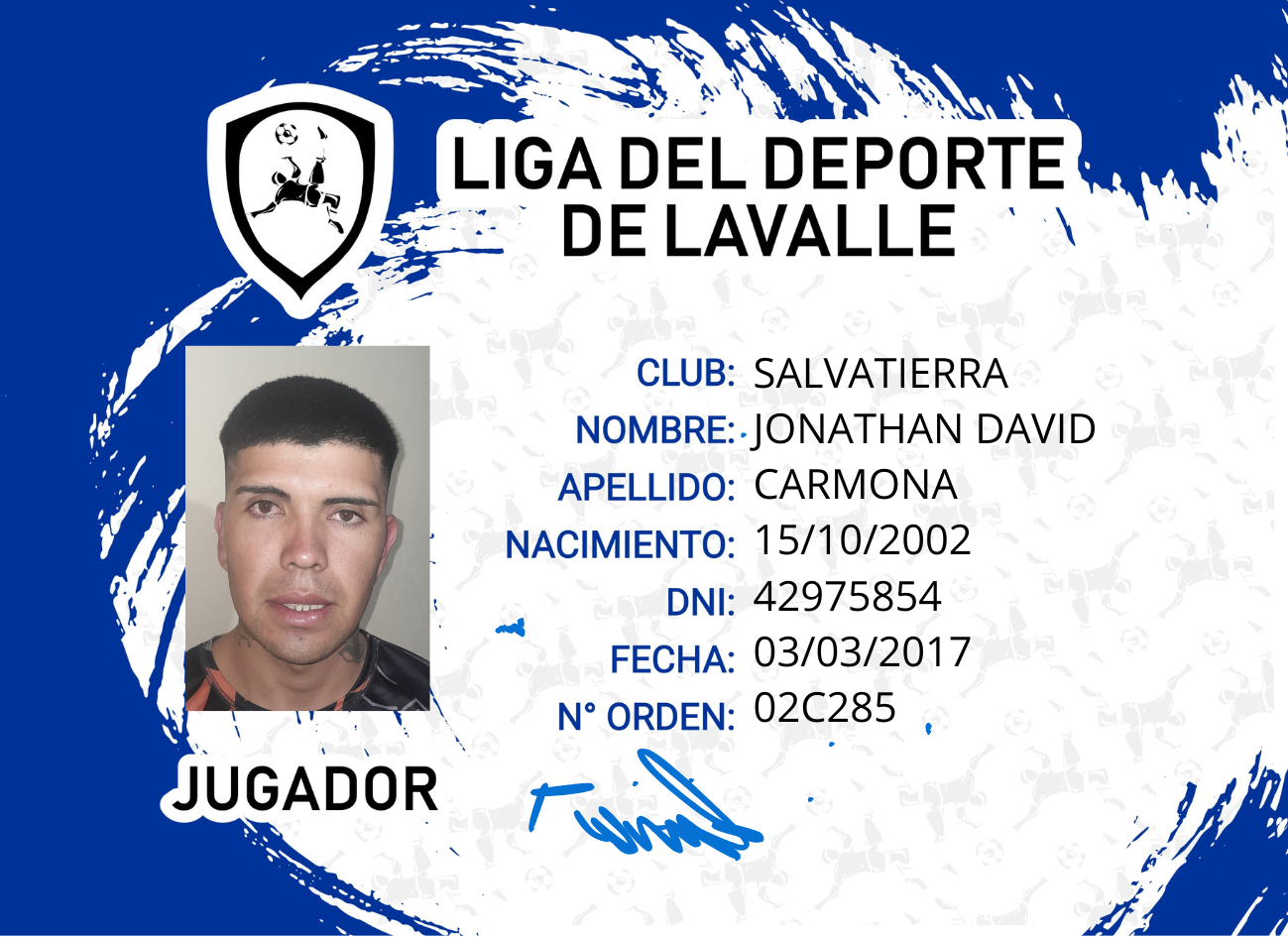 Foto carnet CARMONA, JONATHAN DAVID
