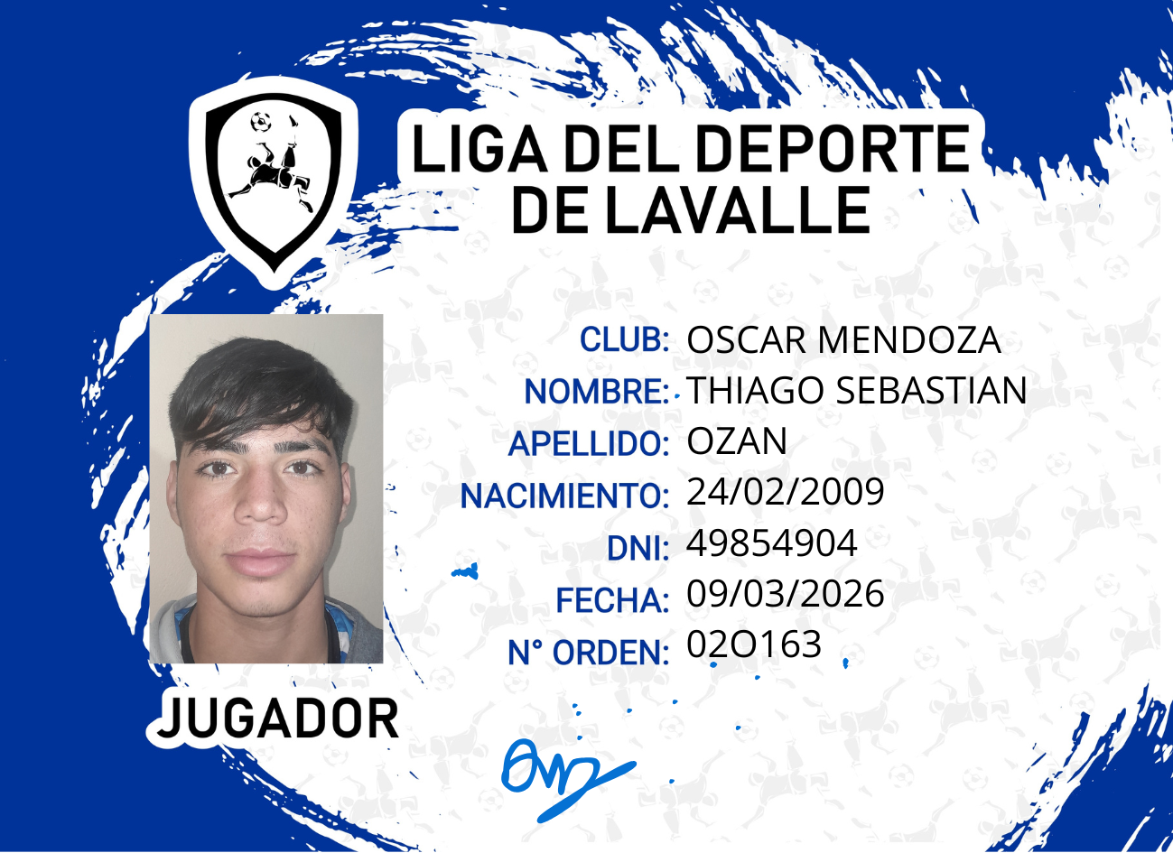 Foto carnet OZAN, THIAGO SEBASTIAN