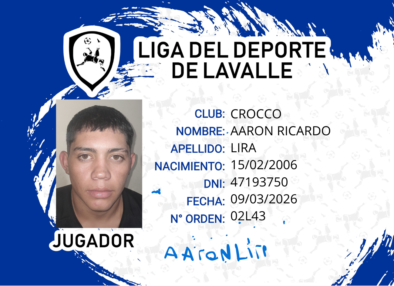 Foto carnet LIRA, AARON RICARDO