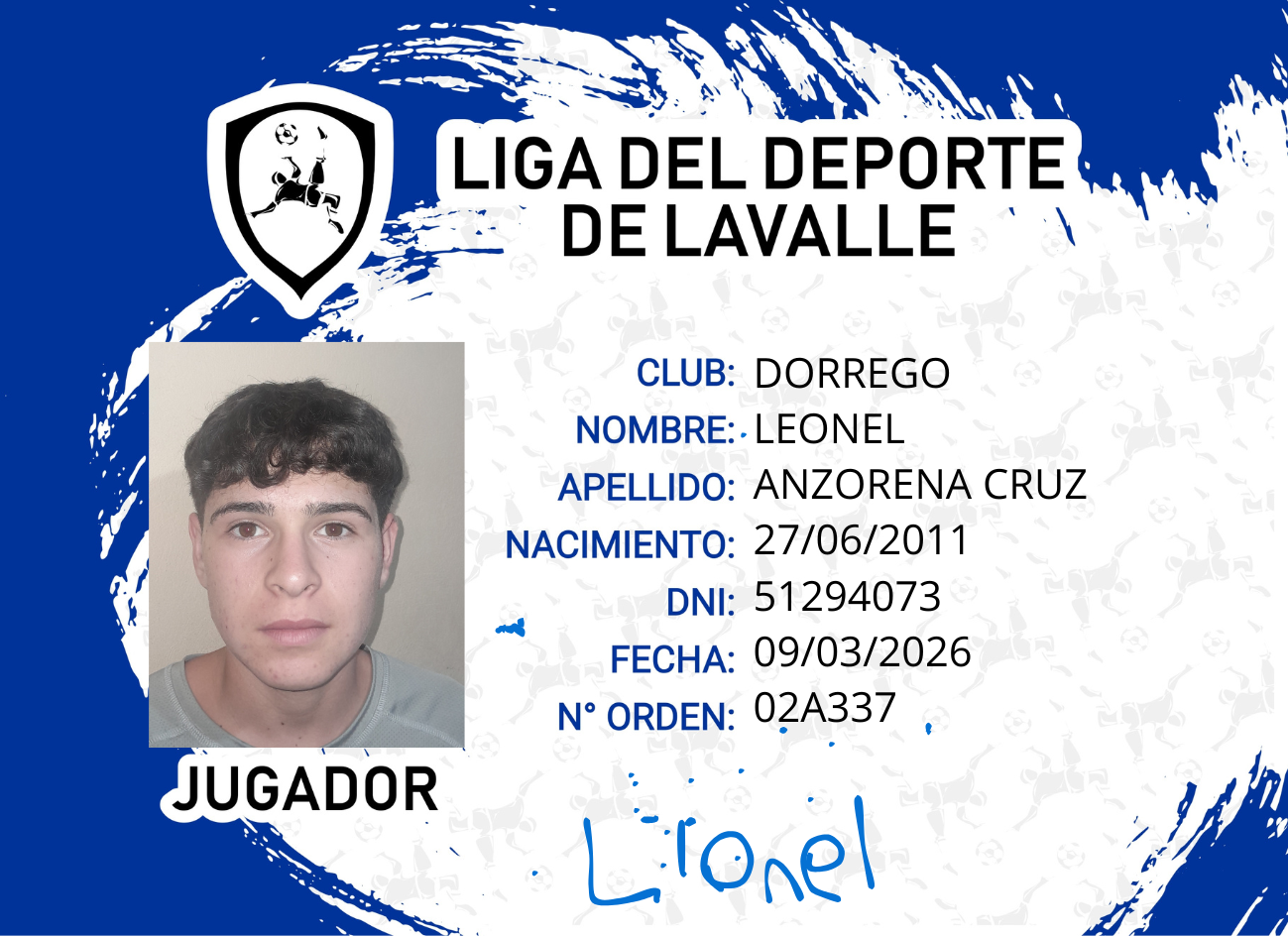 Foto carnet ANZORENA CRUZ, LEONEL