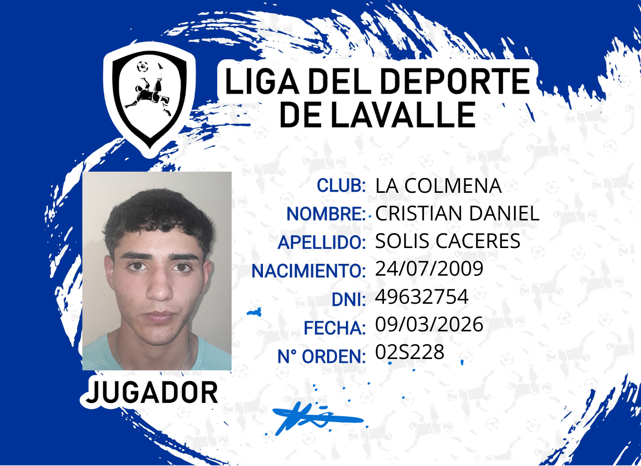 Foto carnet SOLIS CACERES, CRISTIAN DANIEL