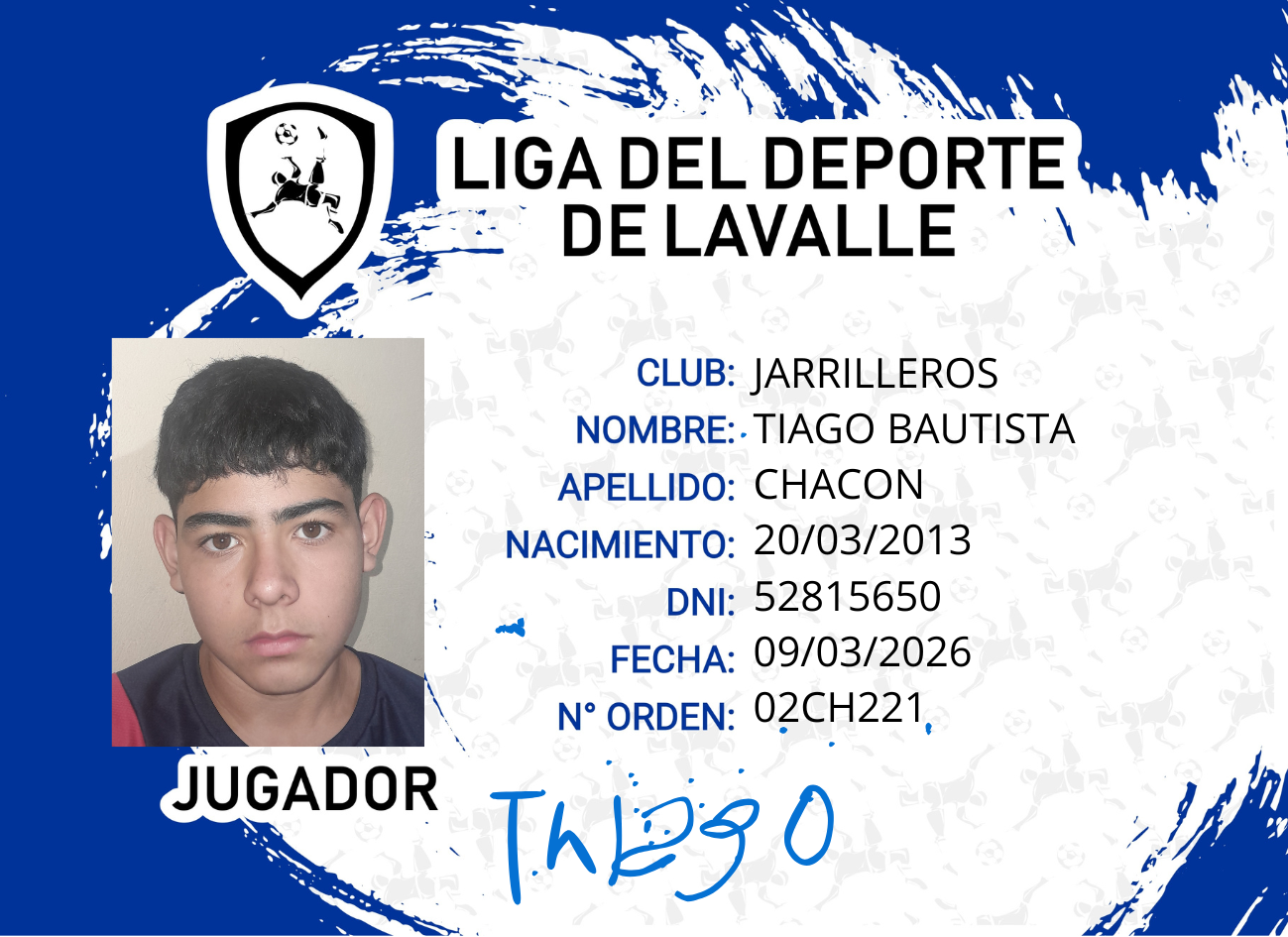 Foto carnet CHACON, TIAGO BAUTISTA