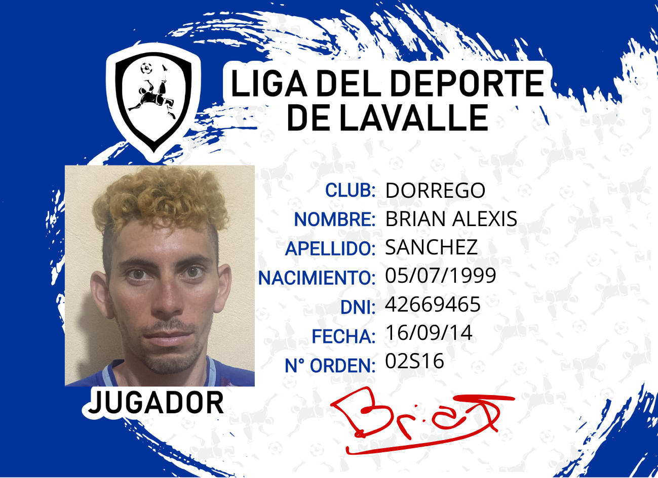 Foto carnet SANCHEZ BRIAN ALEXIS